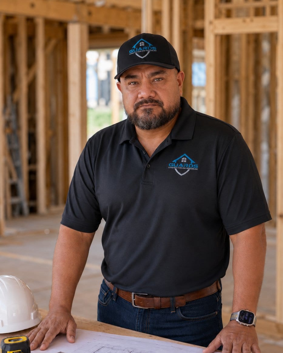 Sergio Guardiola, owner of Guards Construction, on a job site